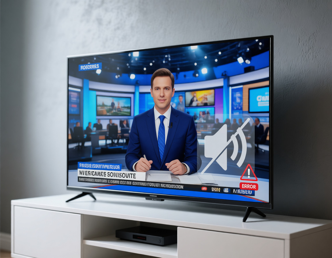 Televisor con un icono de altavoz tachado indicando una falla de audio